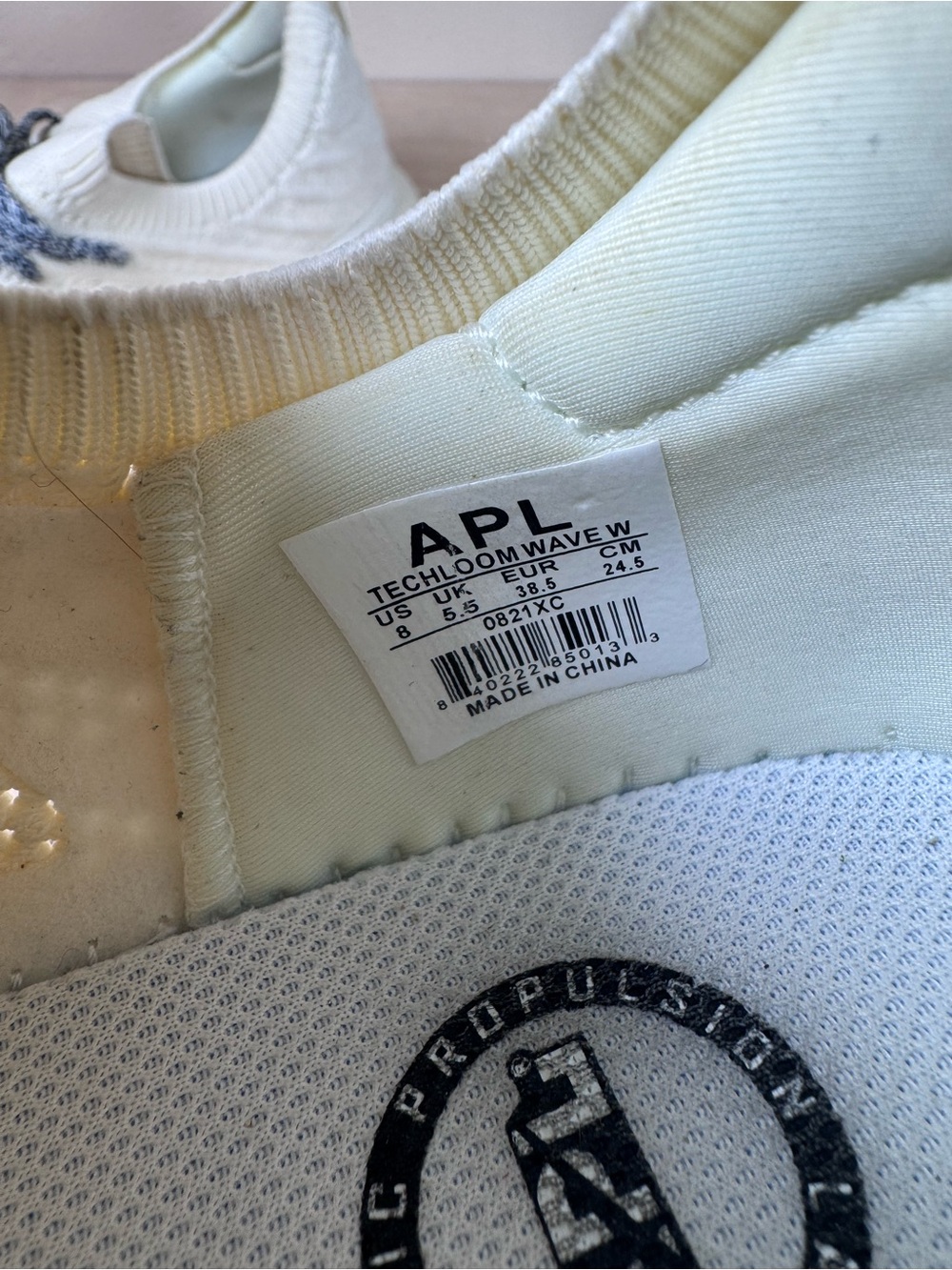 APL TechLoom Wave Cream Knit Sneakers Navy Accent Laces 8 - Picture 9 of 9